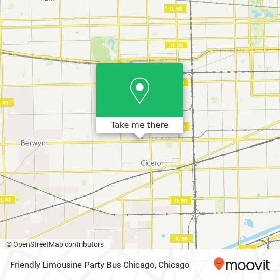 Friendly Limousine Party Bus Chicago map