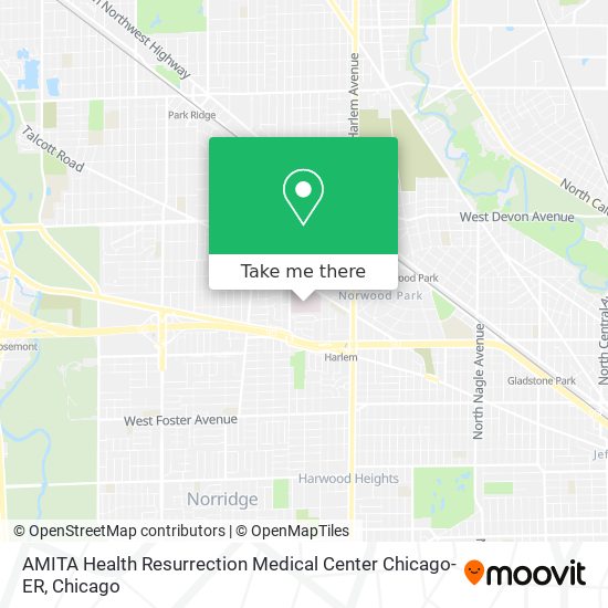 Mapa de AMITA Health Resurrection Medical Center Chicago-ER