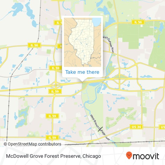 McDowell Grove Forest Preserve map