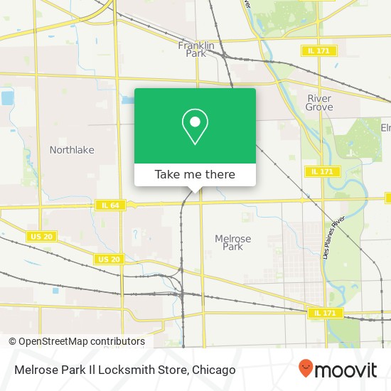 Mapa de Melrose Park Il Locksmith Store