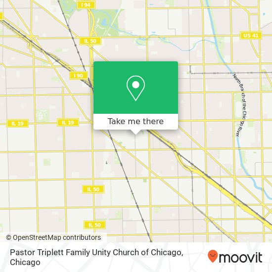 Pastor Triplett Family Unity Church of Chicago map