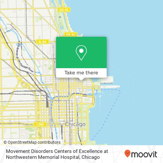 Mapa de Movement Disorders Centers of Excellence at Northwestern Memorial Hospital