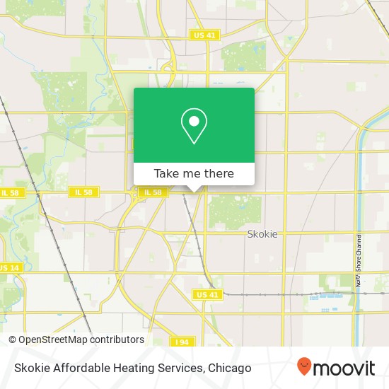 Skokie Affordable Heating Services map