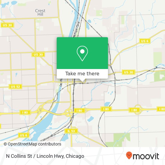 N Collins St / Lincoln Hwy map