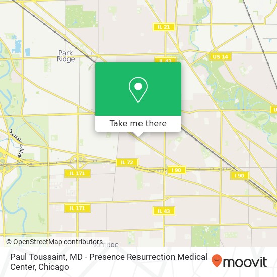 Mapa de Paul Toussaint, MD - Presence Resurrection Medical Center