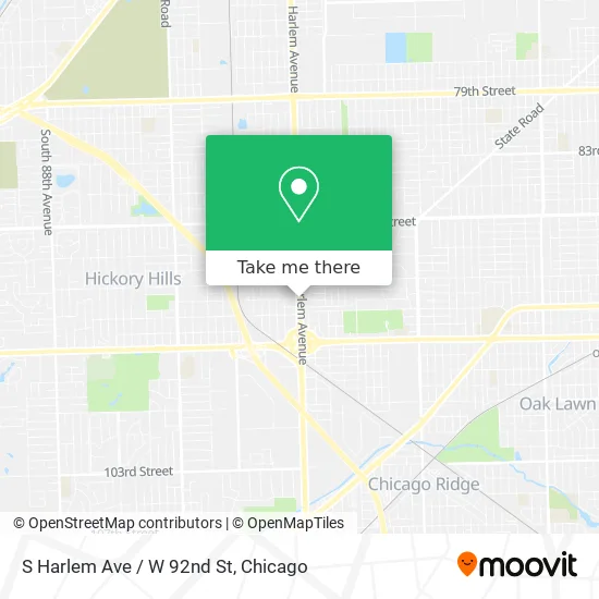 S Harlem Ave / W 92nd St map