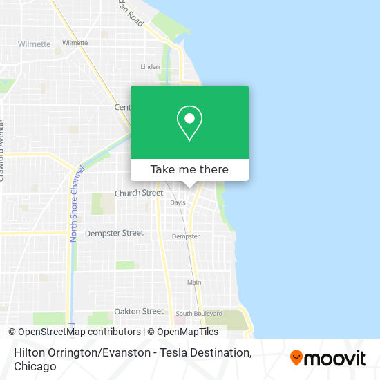 Mapa de Hilton Orrington / Evanston - Tesla Destination