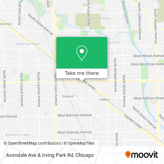 Avondale Ave & Irving Park Rd map