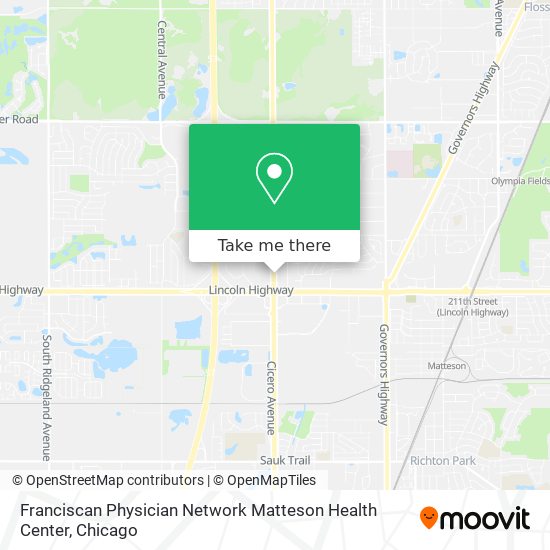 Mapa de Franciscan Physician Network Matteson Health Center