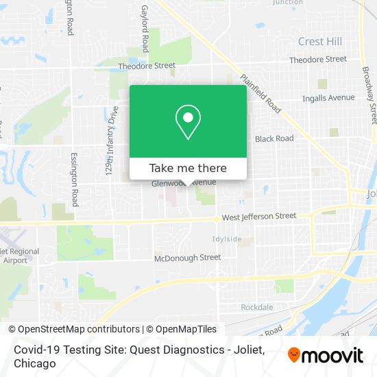 Covid-19 Testing Site: Quest Diagnostics - Joliet map