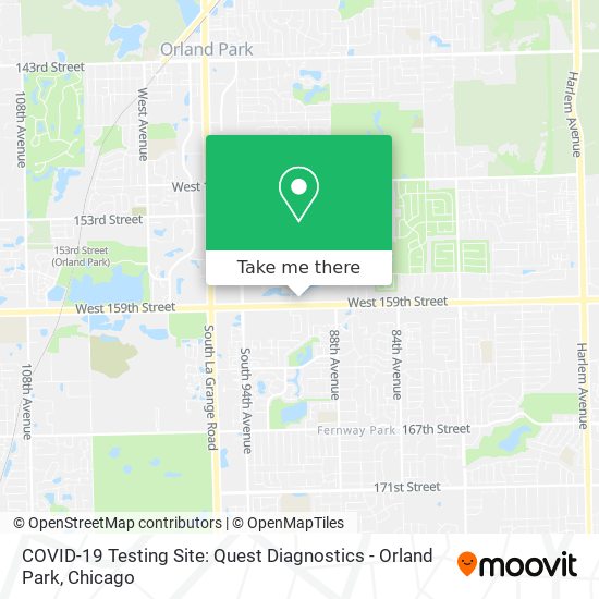 COVID-19 Testing Site: Quest Diagnostics - Orland Park map