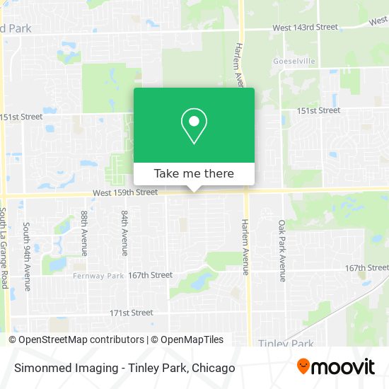 Mapa de Simonmed Imaging - Tinley Park