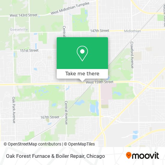 Oak Forest Furnace & Boiler Repair map