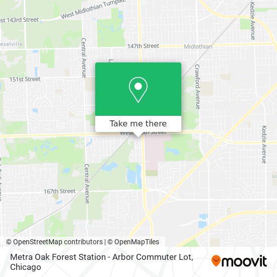 Mapa de Metra Oak Forest Station - Arbor Commuter Lot