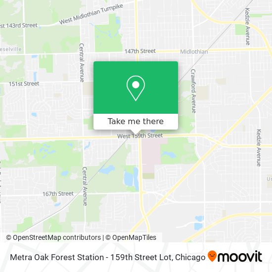 Mapa de Metra Oak Forest Station - 159th Street Lot