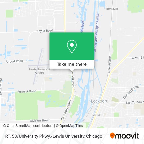 RT. 53 / University Pkwy. / Lewis University map