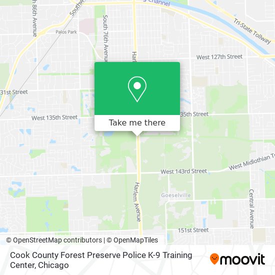 Mapa de Cook County Forest Preserve Police K-9 Training Center