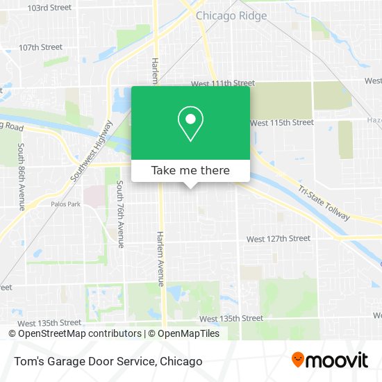 Tom's Garage Door Service map