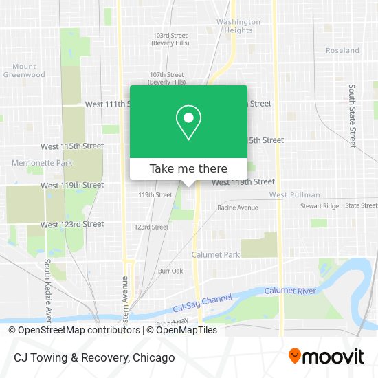 CJ Towing & Recovery map