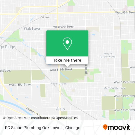 RC Szabo Plumbing Oak Lawn Il map