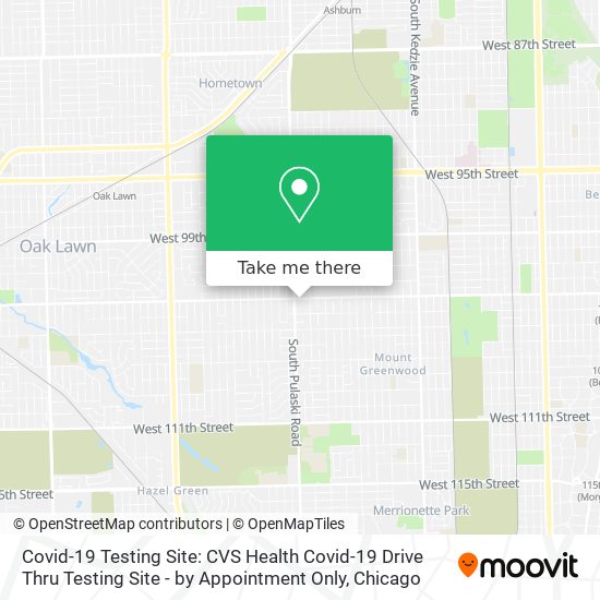 Mapa de Covid-19 Testing Site: CVS Health Covid-19 Drive Thru Testing Site - by Appointment Only