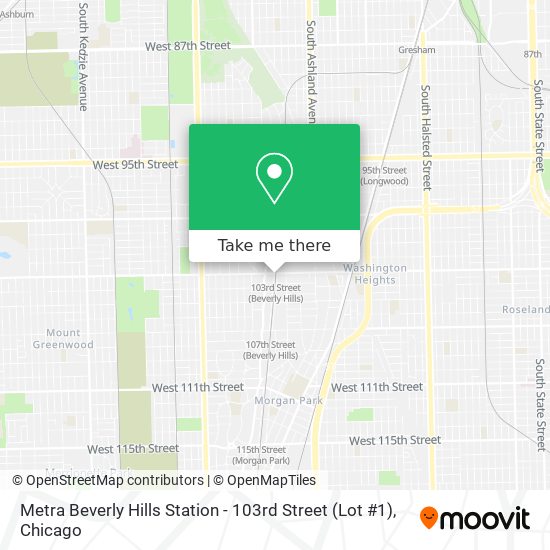 Mapa de Metra Beverly Hills Station - 103rd Street (Lot #1)