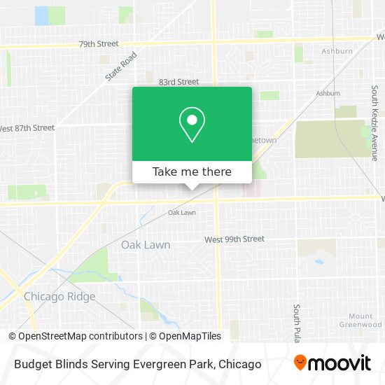 Budget Blinds Serving Evergreen Park map