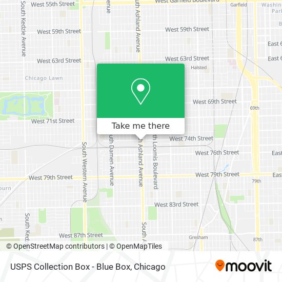 Mapa de USPS Collection Box - Blue Box