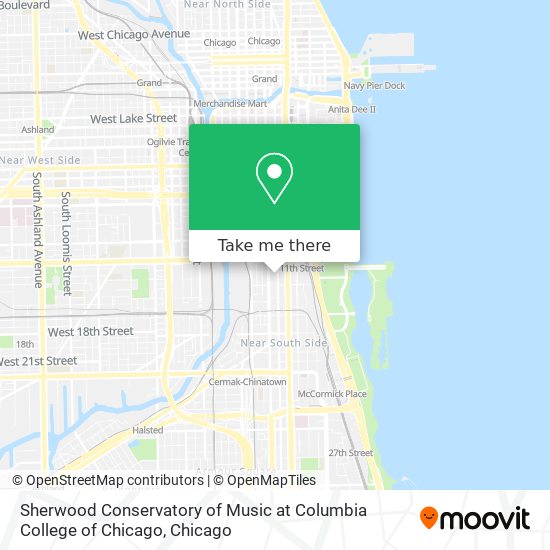 Sherwood Conservatory of Music at Columbia College of Chicago map