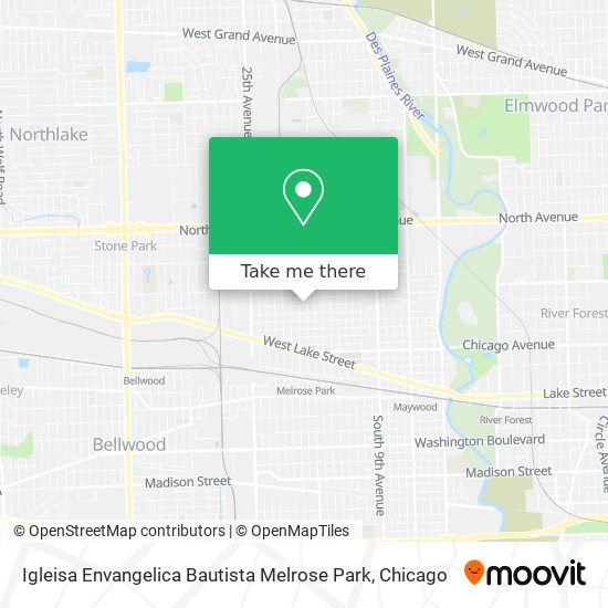 Mapa de Igleisa Envangelica Bautista Melrose Park