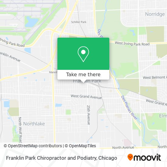 Franklin Park Chiropractor and Podiatry map