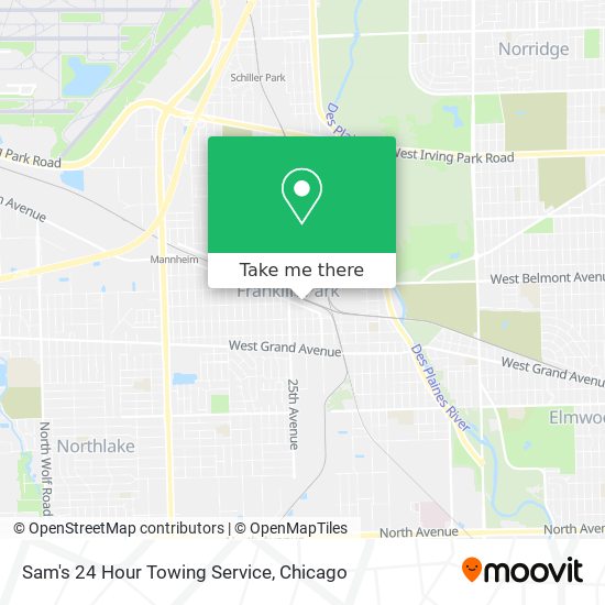 Sam's 24 Hour Towing Service map