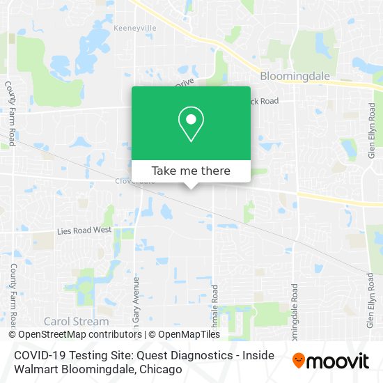 COVID-19 Testing Site: Quest Diagnostics - Inside Walmart Bloomingdale map