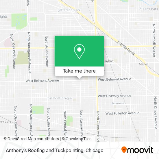 Anthony's Roofing and Tuckpointing map