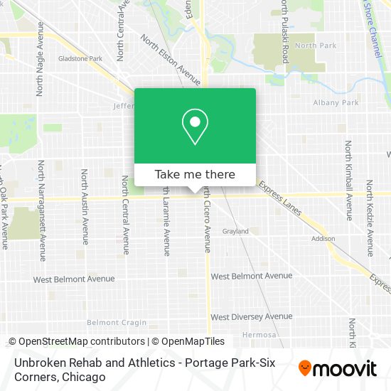 Unbroken Rehab and Athletics - Portage Park-Six Corners map