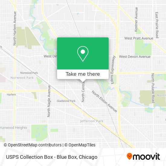 Mapa de USPS Collection Box - Blue Box