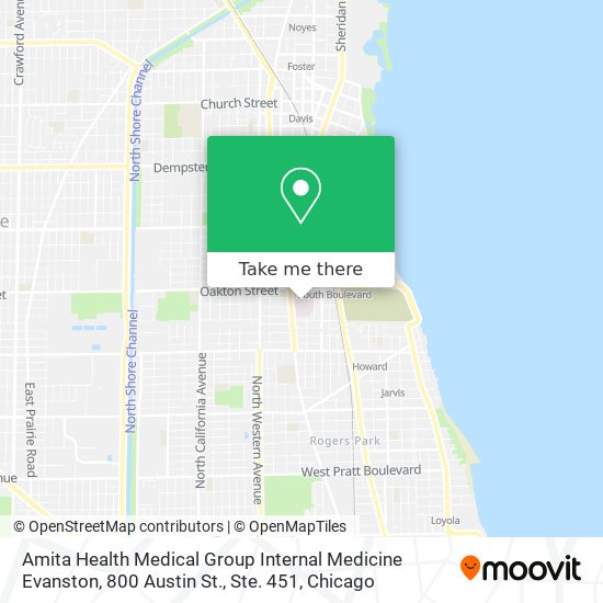 Mapa de Amita Health Medical Group Internal Medicine Evanston, 800 Austin St., Ste. 451