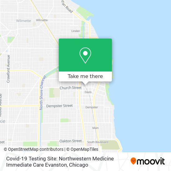 Mapa de Covid-19 Testing Site: Northwestern Medicine Immediate Care Evanston