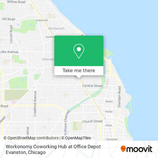 Mapa de Workonomy Coworking Hub at Office Depot Evanston