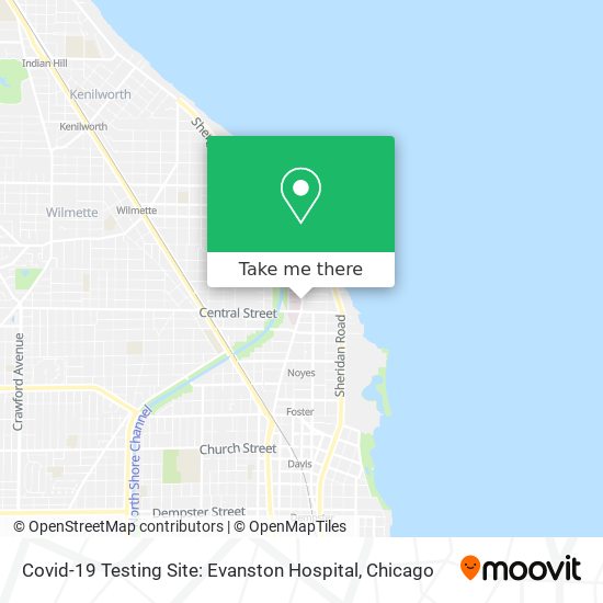 Covid-19 Testing Site: Evanston Hospital map