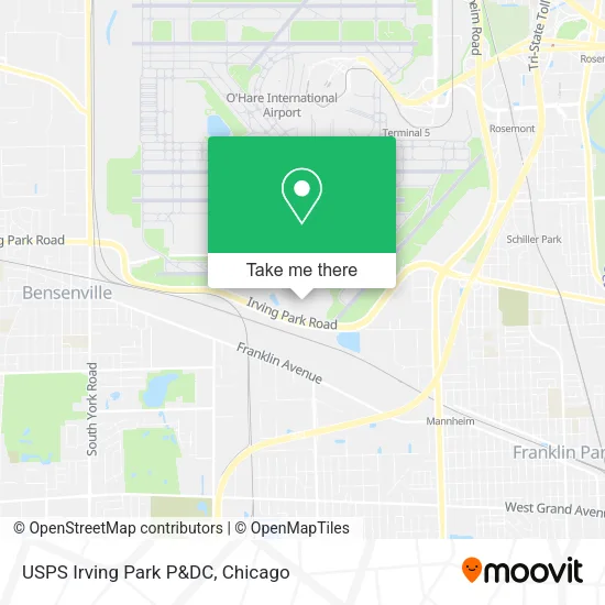 USPS Irving Park P&DC map