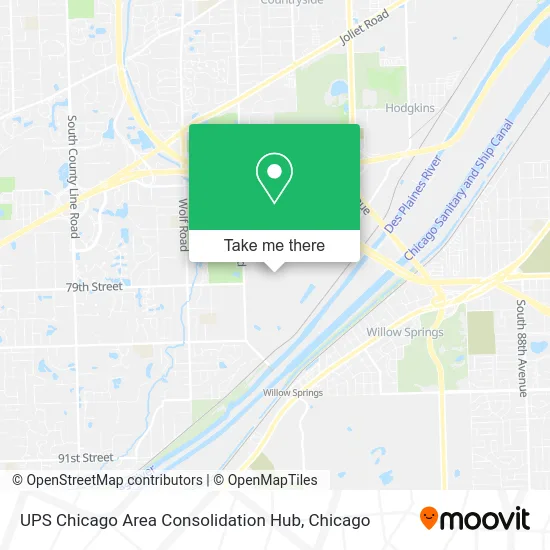 UPS Chicago Area Consolidation Hub map
