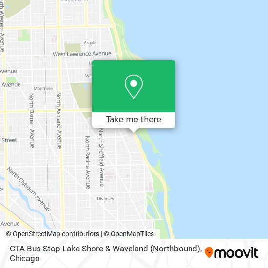 CTA Bus Stop Lake Shore & Waveland (Northbound) map