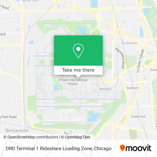 ORD Terminal 1 Rideshare Loading Zone map