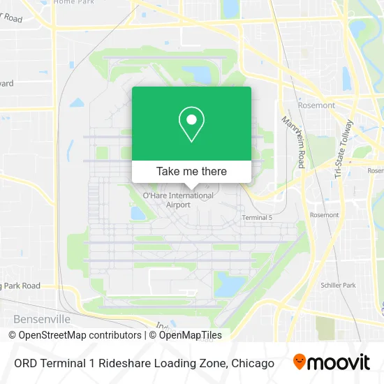 Mapa de ORD Terminal 1 Rideshare Loading Zone