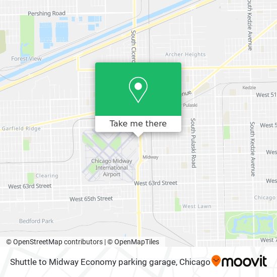 Mapa de Shuttle to Midway Economy parking garage