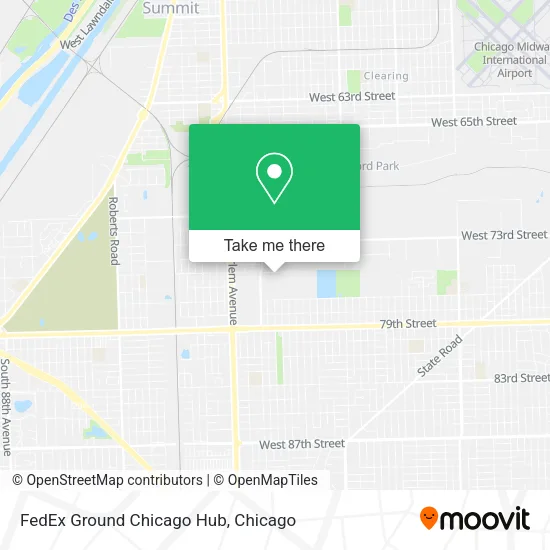 FedEx Ground Chicago Hub map