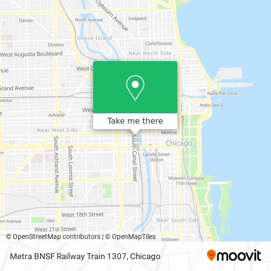 Metra BNSF Railway Train 1307 map