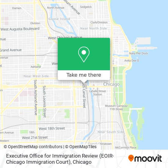 Mapa de Executive Office for Immigration Review (EOIR- Chicago Immigration Court)