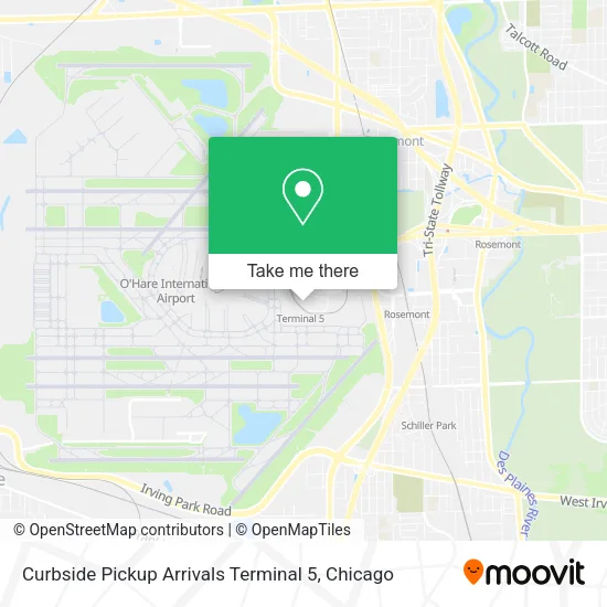 Curbside Pickup Arrivals Terminal 5 map